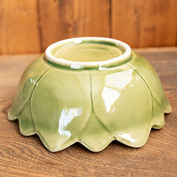 エスニック気分を盛り上げる　ロータスボウル　21cm　Yellow green - サブ4