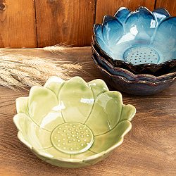 エスニック気分を盛り上げる　ロータスボウル　21cm　Blue - サブ2