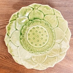 エスニック気分を盛り上げる　ロータスプレート　23.5cm　Yellow green(TI-CERAMIC-32)