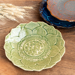 エスニック気分を盛り上げる　ロータスプレート　23.5cm　Blue - サブ2