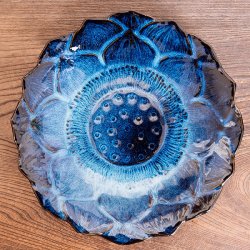 エスニック気分を盛り上げる　ロータスプレート　23.5cm　Blue(TI-CERAMIC-33)
