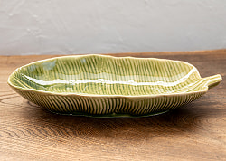 エスニック気分を盛り上げる　バナナリーフプレート　31cm　Yellow green - サブ5