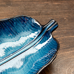 エスニック気分を盛り上げる　バナナリーフプレート　31cm　Blue - サブ4