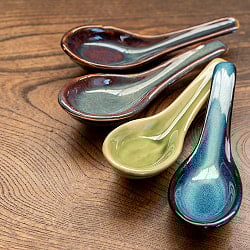 滑らかな釉薬が美しい タイの陶磁器スプーン　Blue - サブ2