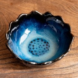 エスニック気分を盛り上げる ロータスボウル 10cm Blue