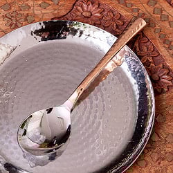 銅装飾槌目仕上げのディナースプーン　カレースプーン[約18.8cm]の商品写真