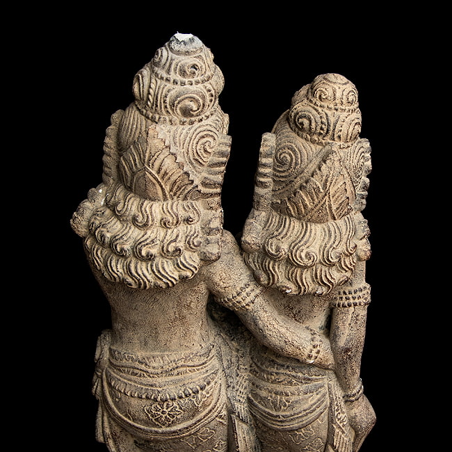 【63cm】アンティーク調 シータとラーマ 石像 インドネシアスタイルのヒンドゥ神像 13 - 背面からの様子です。
