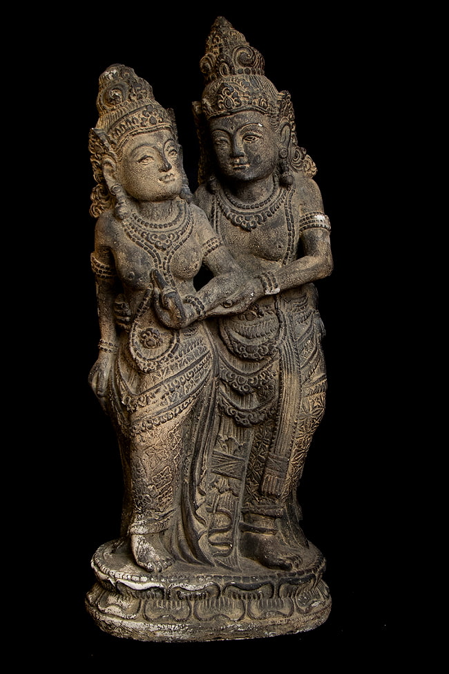 【63cm】アンティーク調 シータとラーマ 石像 インドネシアスタイルのヒンドゥ神像 1