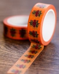 黄色と赤い花-ティラキタオリジナル マスキングテープ 15mm x 10m