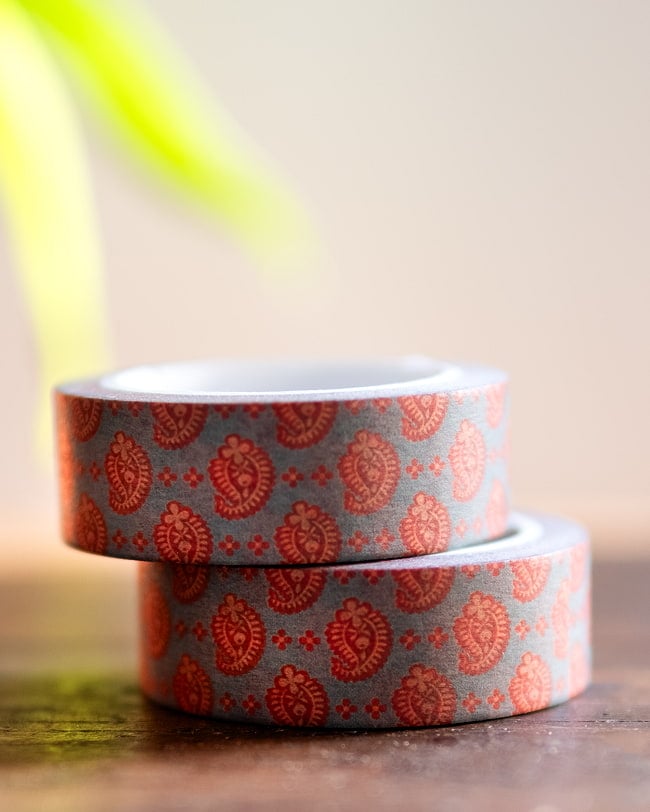 オレンジペイズリー-ティラキタオリジナル マスキングテープ 15mm x 10m 4 - 2つ並べて撮影しました。