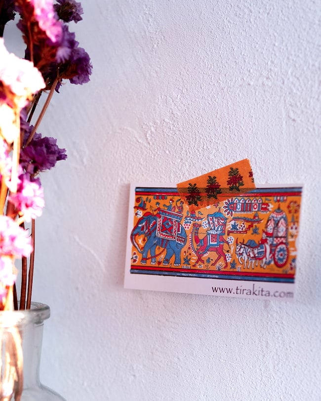 オレンジペイズリー-ティラキタオリジナル マスキングテープ 15mm x 10m 7 - 壁に貼ってもいいですね◎