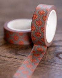 オレンジペイズリー-ティラキタオリジナル マスキングテープ 15mm x 10m