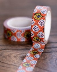 黄色とブルーのお花-ティラキタオリジナル マスキングテープ 15mm x 10mの数割選択写真