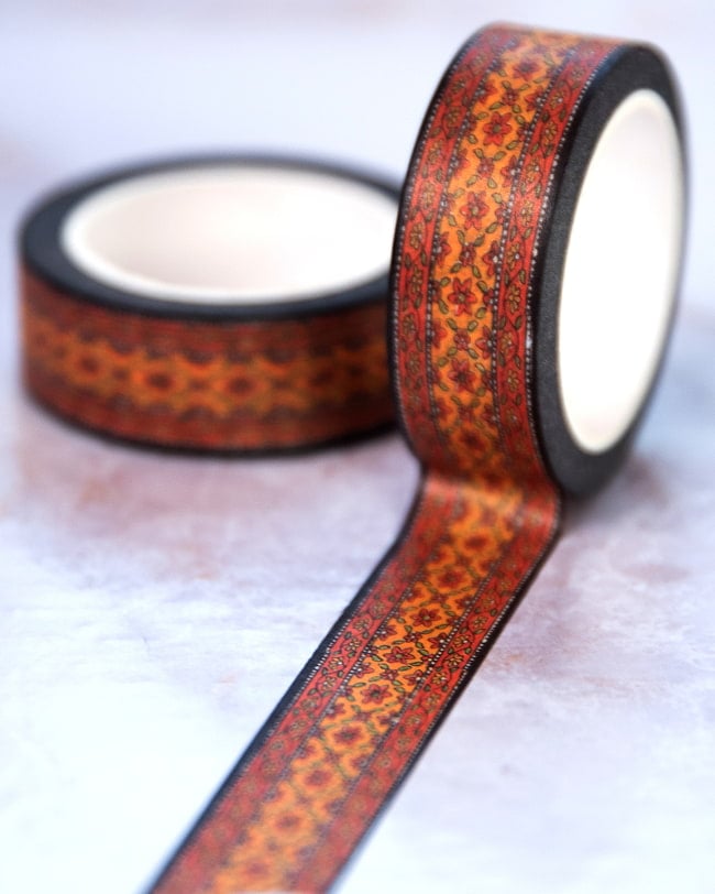 オーセンティックオレンジボーダー-ティラキタオリジナル マスキングテープ 15mm x 10m 2 - 白い背景で撮影しました