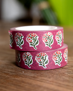 紫小花柄-ティラキタオリジナル マスキングテープ 15mm x 10m - サブ4