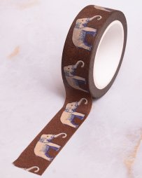 茶色のゾウさん-ティラキタオリジナル マスキングテープ 15mm x 10m
