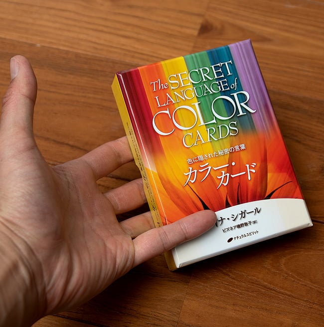 カラー・カード - The SECRET LANGUAGE of COLOR CARDS 4 - 外箱の大きさはこのくらい。箱を持っている手は、手の付け根から中指の先までで約17cmです。