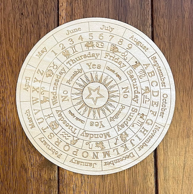 ダウジングボード（ペンタクルホロスコープ 小）- Dowsing board (small Pentacle horoscope)の写真1枚目です。答えを導き出すためのボードですオラクルカード,占い,カード占い,タロット,ルノルマン,レノルマン,Lenorman,オラクル,ダウジング,ペンジュラム