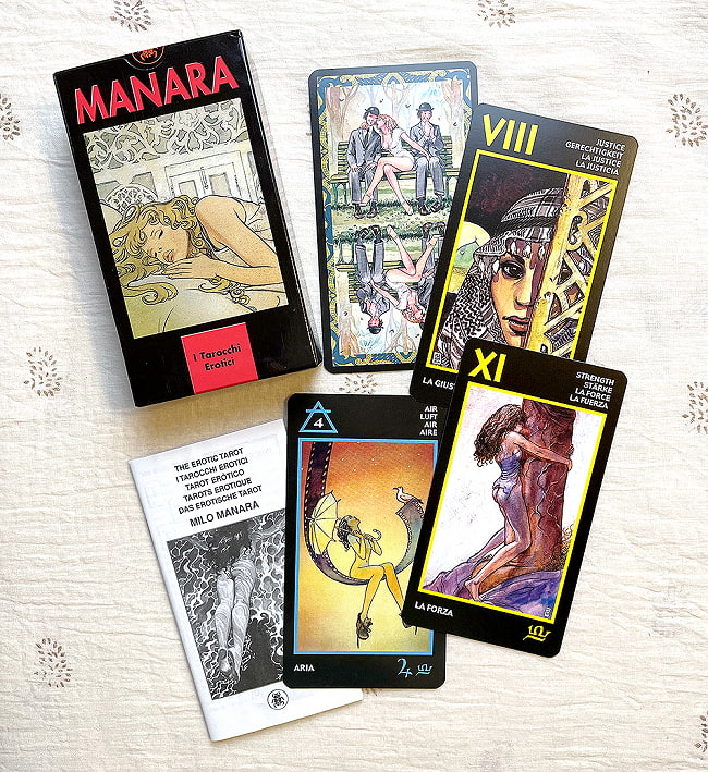 マナラタロット - MANARA tarot 2 - 8番が正義、11番が力のかーどですのでマルセイユ版かな、、んーエロですね；