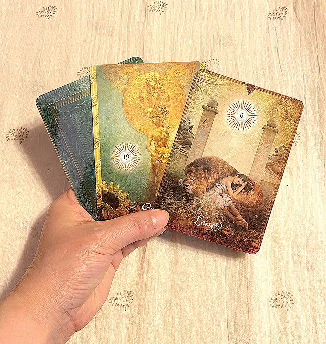 グッドタロットオラクルカード〈新装版〉 - Good Tarot Oracle Card  【New Edition】 4 - カードの大きさはこのくらい。カードを持っている手は、手の付け根から中指の先までで約17cmです。