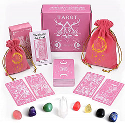 ホワイトピンクのダークフォレストタロットビギナーセット - White Pink Dark Forest Tarot Beginner Setの商品写真