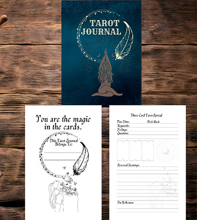 タロットジャーナル　３枚用【ヨガ】- Tarot journal for 3 sheets [Yoga] 3 - 占術日時、占ったこと、その時の情景や感じたもの、占いの解釈、などなどカードも書き込めます。