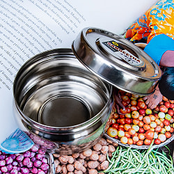 ステンレスのマサラケース・小物入れ 直径：約7.5cm - サブ3