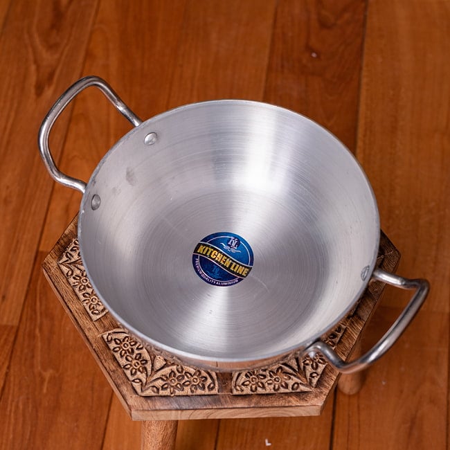 インド鍋 アルミニウム 調理用カダイ【直径：約23cm】 3 - 上からの写真です