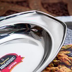 インドのステンレス製　オーバルプレート[約23.5cm×約13cm] - サブ2