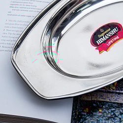 インドのステンレス製　オーバルプレート[約23.5cm×約13cm] - サブ3