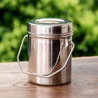 〔0.8L〕インドのステンレスミルクポット ビリー缶 ブッシュクラフト 焚き火とキャンプの直火調理にも