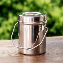 〔0.8L〕インドのステンレスミルクポット ビリー缶 ブッシュクラフト 焚き火とキャンプの直火調理にも