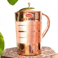 銅製水差し アーユルヴェーダやヨガに使われる ウォータージャグ・ピッチャー〔約2100ml〕