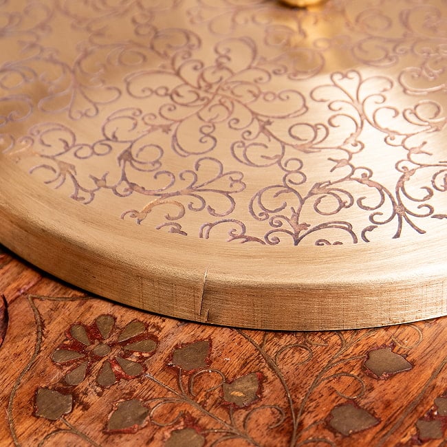 [インド品質]重厚な真鍮製 スパイスボックス マサラ ダバ 直径18cm 10 - 蓋に亀裂が…