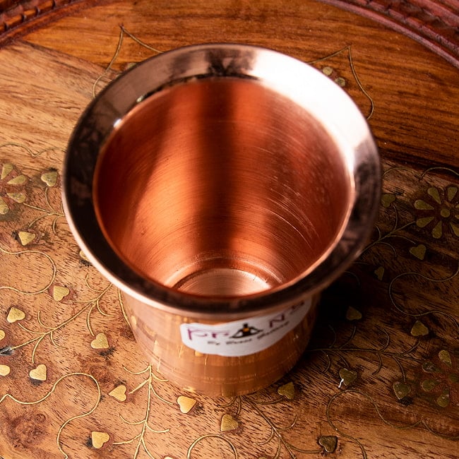 インドの広口 銅グラス【高さ：9cm×直径：8cm】 4 - 上からの様子です。