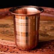 インドの広口 銅グラス【高さ：9cm×直径：8cm】