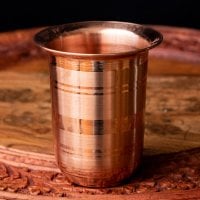 インドの広口 銅グラス【高さ:9cm×直径:8cm】