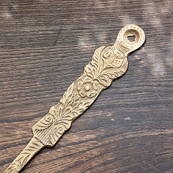 装飾が美しい　インドのブラスサーブスプーン　約37.5cm - サブ2