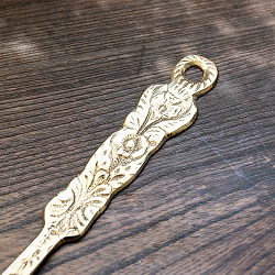 装飾が美しい　インドのブラススパチュラ　約34cm - サブ2