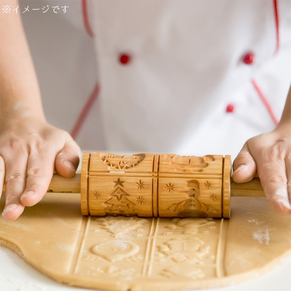 インドで手彫りされたエスニック柄　麺棒【約30cm】4枚目の説明写真です
