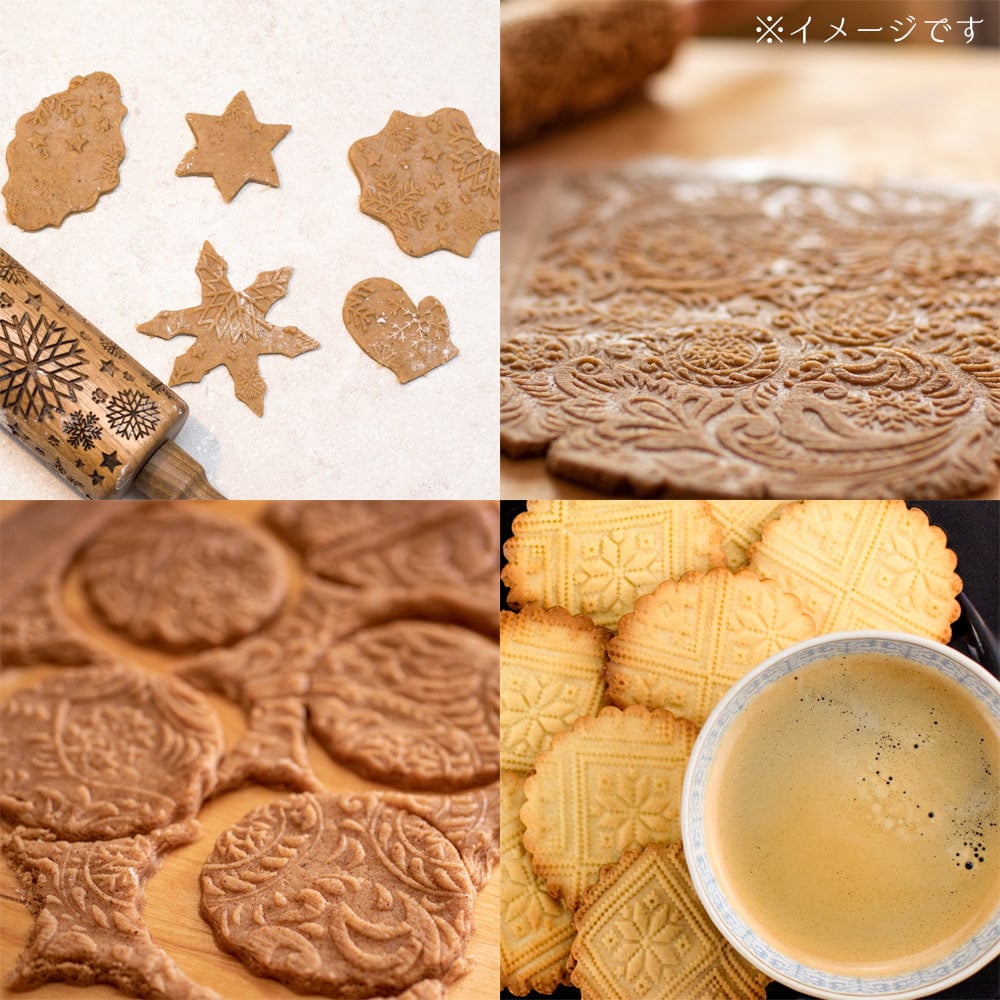 インドで手彫りされたエスニック柄　麺棒【約30cm】5枚目の説明写真です