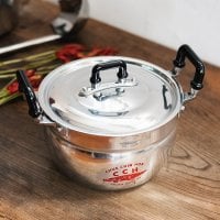 タイ屋台のアルミ両手鍋 タイの王室御用達 CCH (Chue Chin Hua) クロコダイルブランド〔内径:約16cm 容量:約1600ml〕