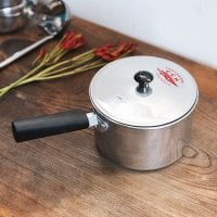 タイ屋台のアルミ片手鍋 タイの王室御用達 CCH (Chue Chin Hua) クロコダイルブランド〔内径:約16cm 容量:約1800ml〕