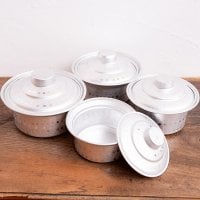 スタッキングができる アルミハンディ4点セット 軽量で省スペース!キャンプにもオススメの食器