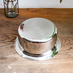 取っ手のないインドの鍋　バゴーナー　パティラ 容量：1.1L程度 外径：約17.5cm ステンレス製 - サブ4