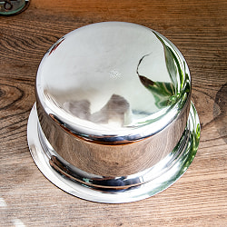 取っ手のないインドの鍋　バゴーナー　パティラ 容量：2L程度 外径：約20cm ステンレス製 - サブ4