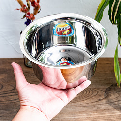 取っ手のないインドの鍋　バゴーナー　パティラ 容量：2L程度 外径：約20cm ステンレス製 - サブ5