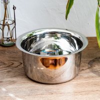 取っ手のないインドの鍋 バゴーナー パティラ 容量:2L程度 外径:約20cm ステンレス製