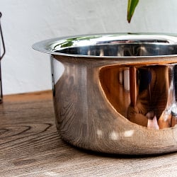 取っ手のないインドの鍋　バゴーナー　パティラ 容量：2.4L程度 外径：約21.5cm ステンレス製 - サブ3