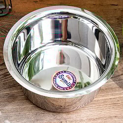 取っ手のないインドの鍋　バゴーナー　パティラ 容量：3L程度 外径：約23cm ステンレス製 - サブ2